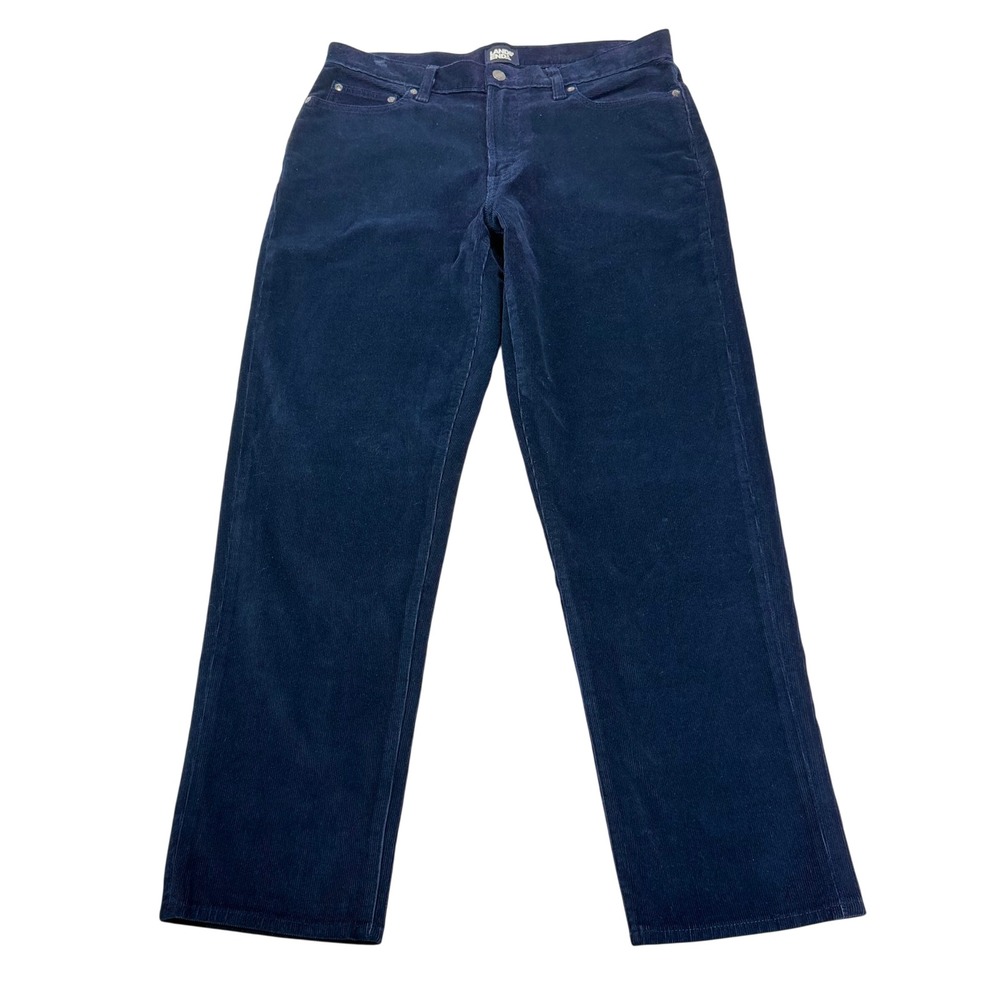 Lands End Mens Corduroy Pant Navy Blue 32x30 Straight Leg Traditional Fit Preppy